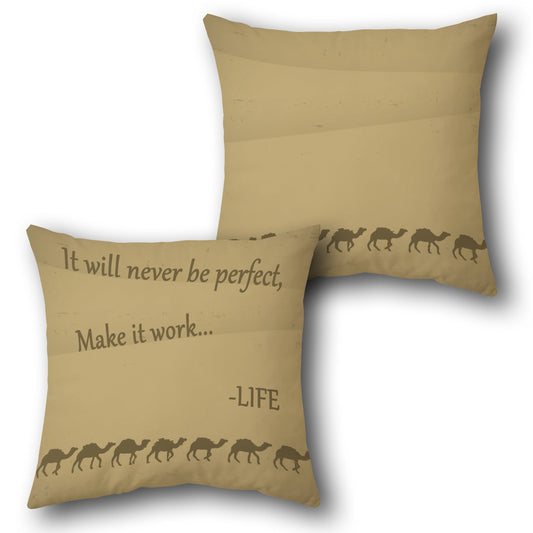 Camel Silhouette Motivational   Design Cushion Single (Front & Back)