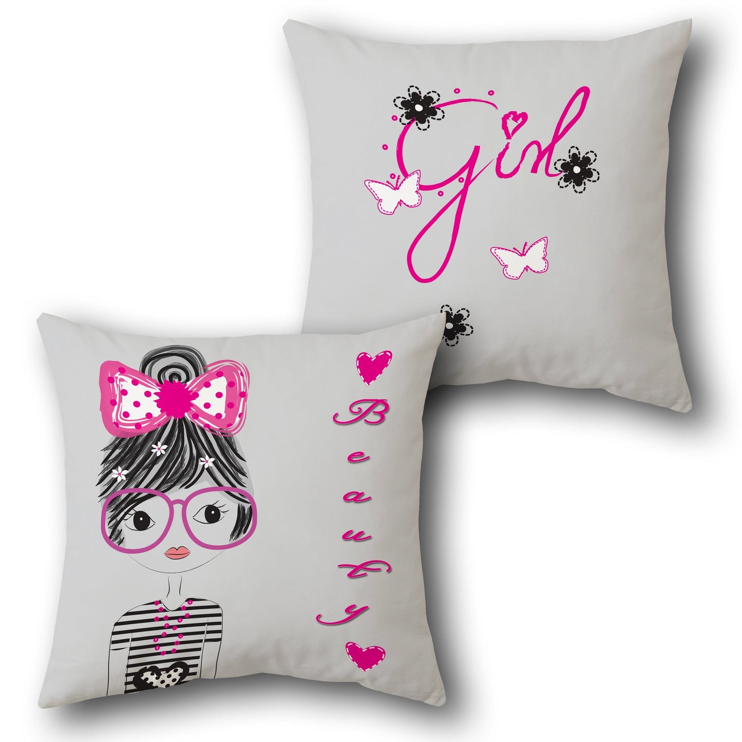 Girl & Beauty Illustrated   Design Cushion Single (Front & Back)