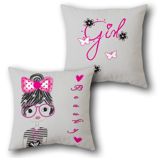 Girl & Beauty Illustrated   Design Cushion Single (Front & Back)