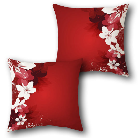 Red Floral Elegance Throw   Design Cushion Single (Front & Back)