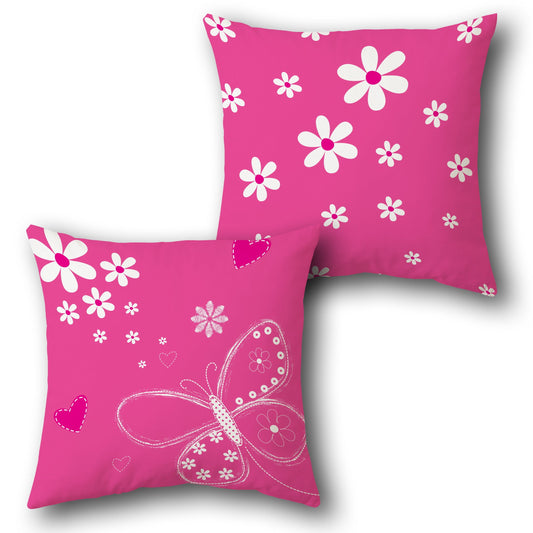 Butterfly & Floral Decorative Throw   Design Cushion Single (Front & Back)