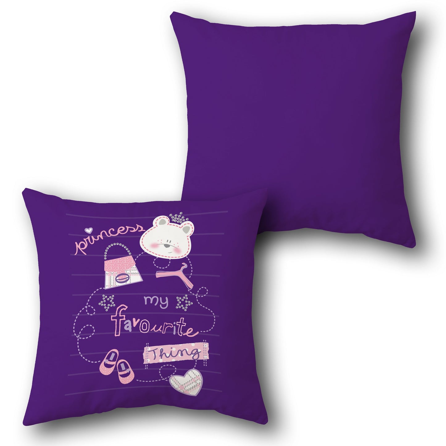Charming Purple Princess  Design Cushion Single (Front & Back)