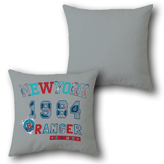 New York Ranger Club Gray Throw   Design Cushion Single (Front & Back)