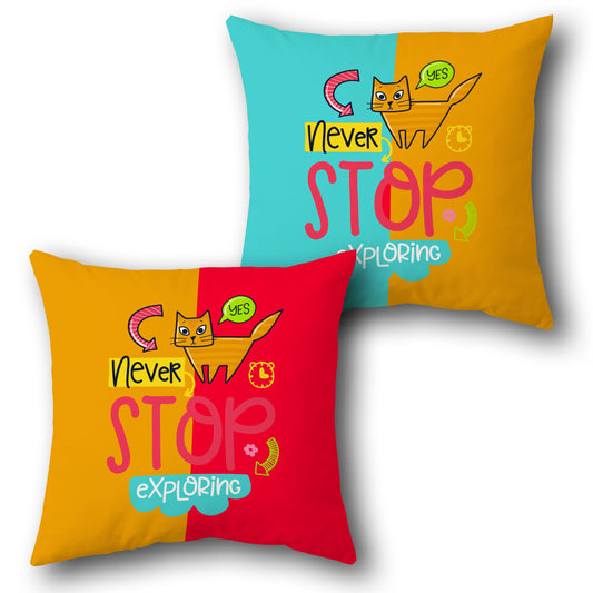 Never Stop Exploring Cushion (Single, Front & Back)