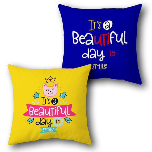 "It's a Beautiful Day to Smile" Cushion (Single, Front & Back)