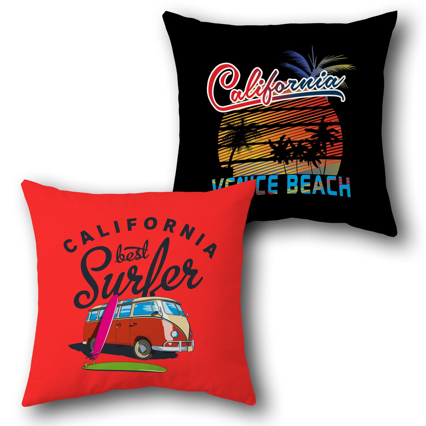 "California Surfer Vibes Cushion (Front & Back)"