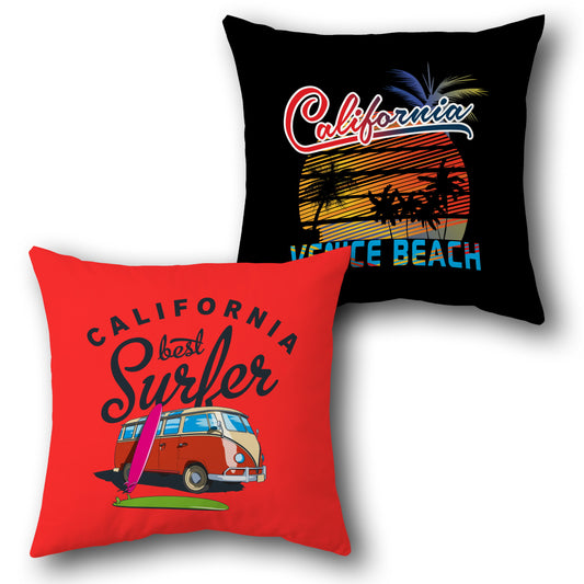 "California Surfer Vibes Cushion (Front & Back)"
