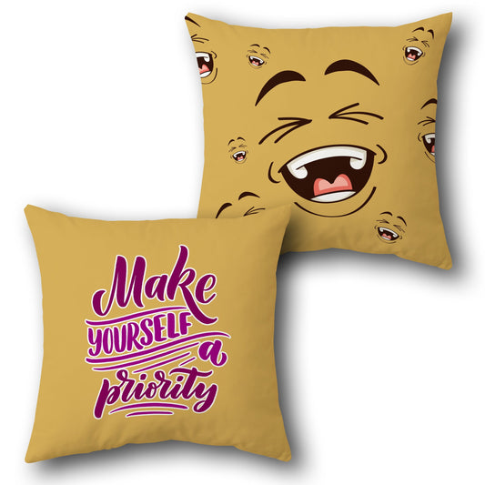 "Smiley Priority Cushion (Front & Back)"