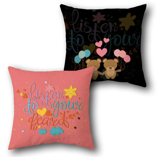 "Listen to Your Heart" Teddy Love Cushion (Single Front & Back)