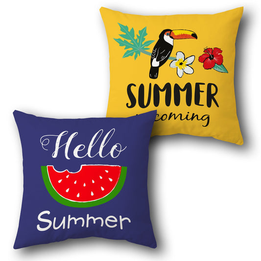 "Hello Summer" Tropical Cushion (Single Front & Back)