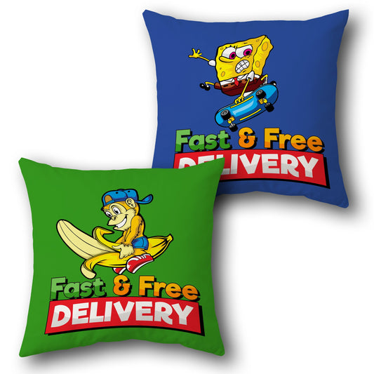 "Fast & Free Delivery" Fun Cushion (Single Front & Back)