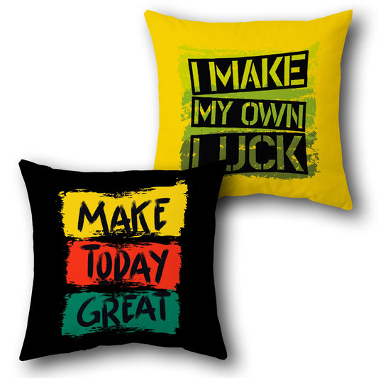 "Make My Own Luck & Motivational Blocks Cushion (Front & Back)"