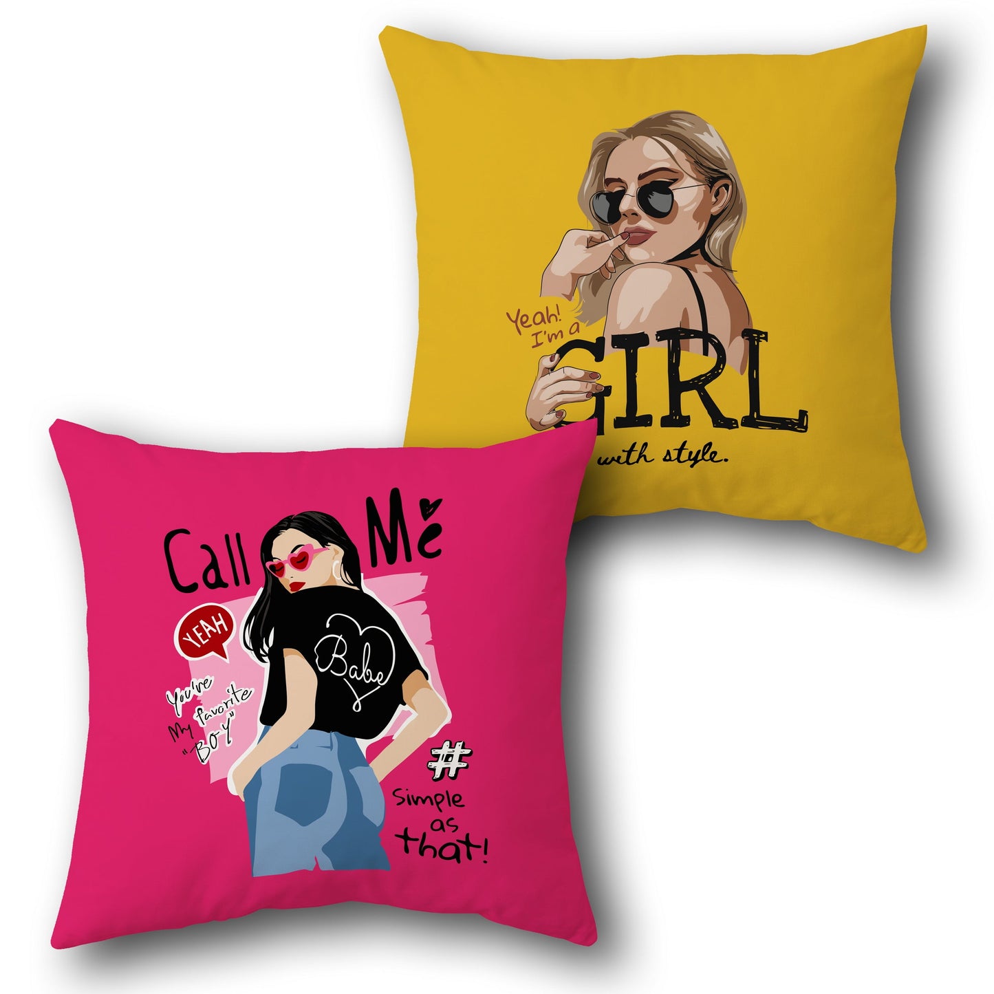 "Call Me Babe & Stylish Girl Cushion (Front & Back)"