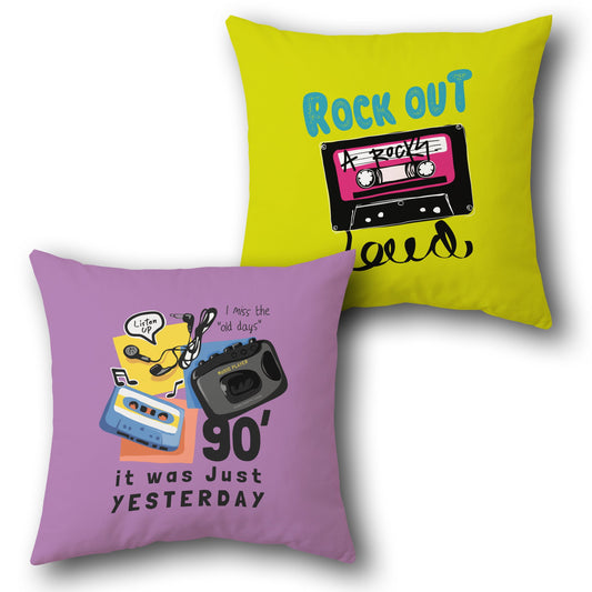 "Rock Out Loud & 90s Nostalgia Cushion (Front & Back)"