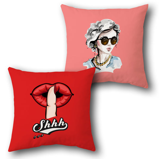 "Shhh Quiet & Elegant Lady Cushion (Front & Back)"
