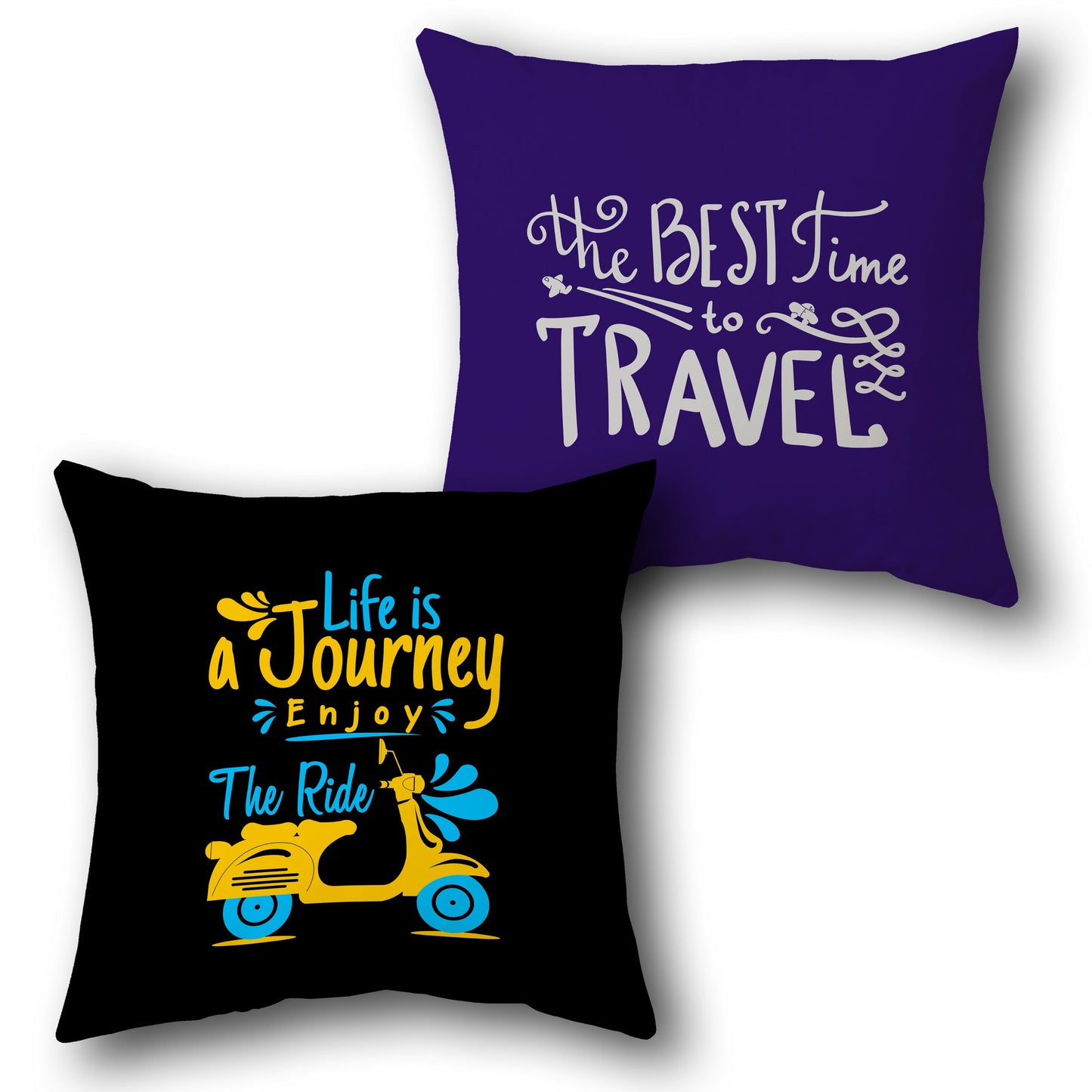 "Life Is A Journey - Best Time To Travel" Adventure Cushion (Single, Front & Back)