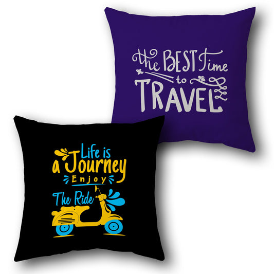 "Life Is A Journey - Best Time To Travel" Adventure Cushion (Single, Front & Back)