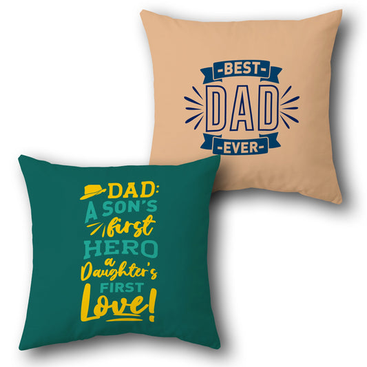 "Best Dad Ever - Son's First Hero" Family Cushion (Single, Front & Back)