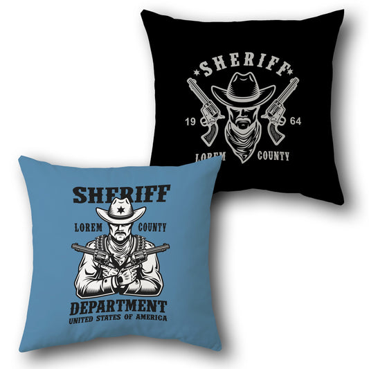 "Sheriff Lorem County" Vintage Cushion (Single, Front & Back)