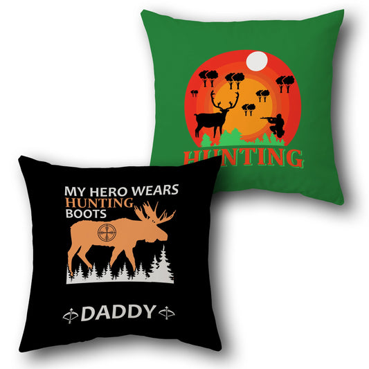 "My Hero Wears Hunting Boots - Hunting Daddy" Outdoor Cushion (Single, Front & Back)