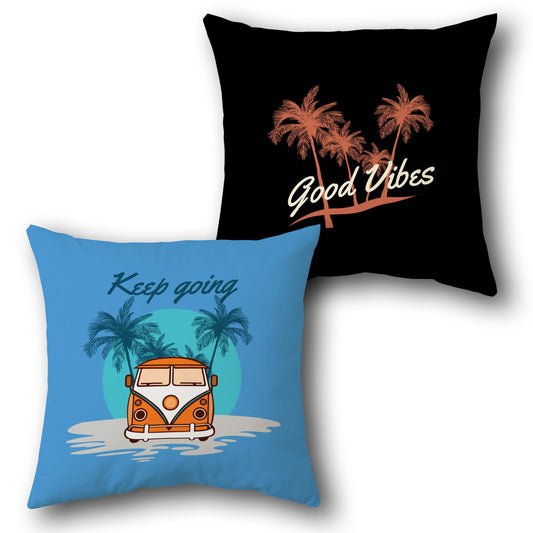 "Keep Going - Good Vibes" Tropical Cushion (Single, Front & Back)