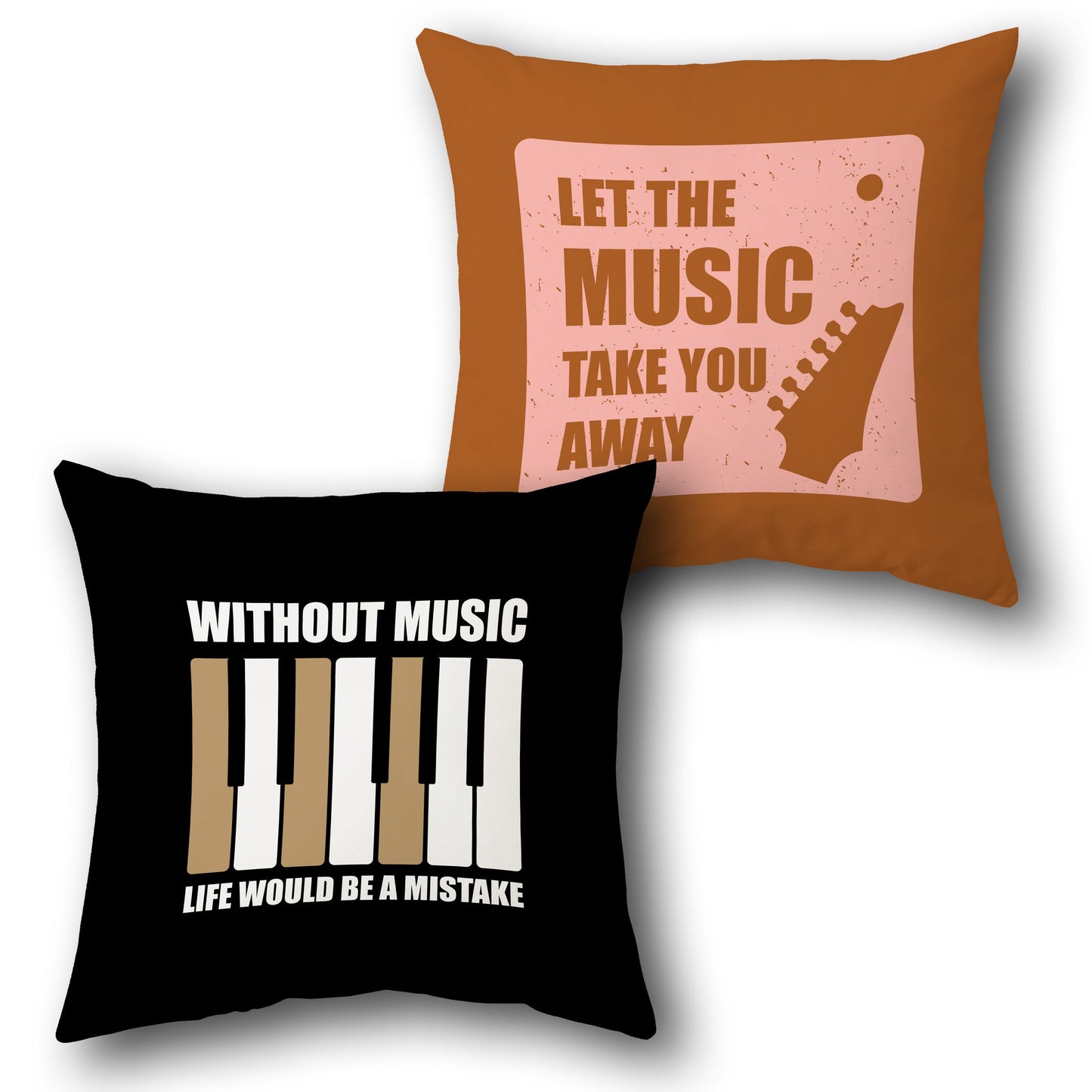 "Let The Music Take You Away - Without Music Mistake" Music Lover Cushion (Single, Front & Back)