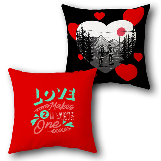"Love Makes Hearts One Adventure Cushion (Front & Back)"