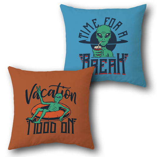 "Alien Vacation Break Cushion (Front & Back)"