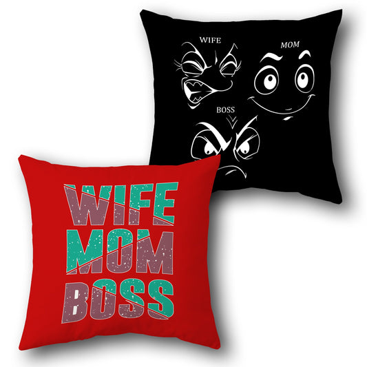 "Wife Mom Boss Empowerment Cushion (Front & Back)"