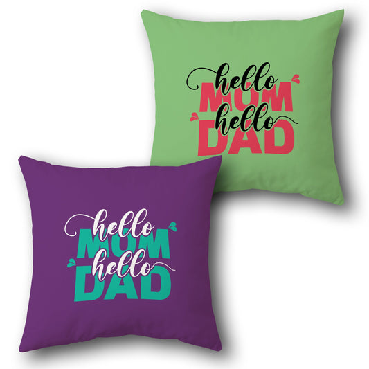 "Hello Mum Hello Dad" Single Cushion (Front & Back Design)
