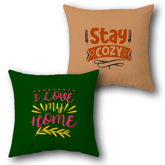 "Stay Cozy Home" Cushion (Front & Back)