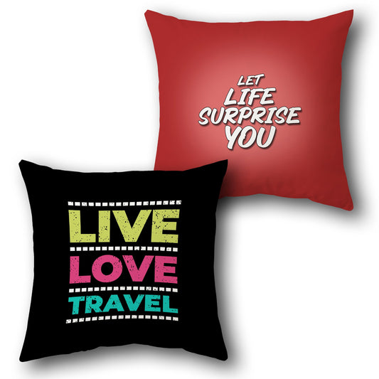 "Live Love Travel Surprise Cushion (Front & Back)"