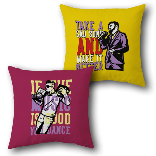 "Music Dance Motivation Cushion (Front & Back)"