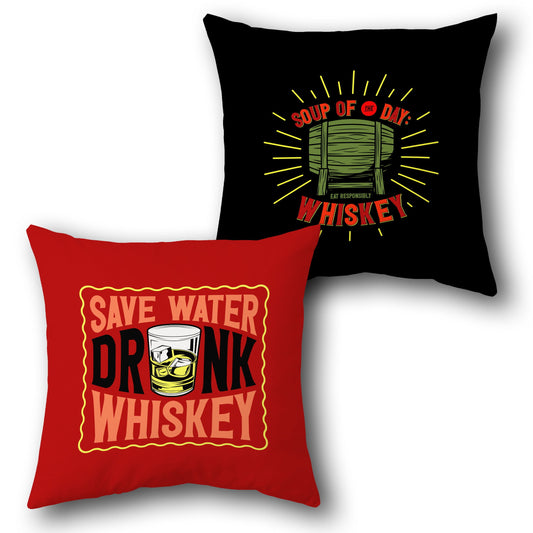 "Save Water Drink Whiskey Cushion (Front & Back)"