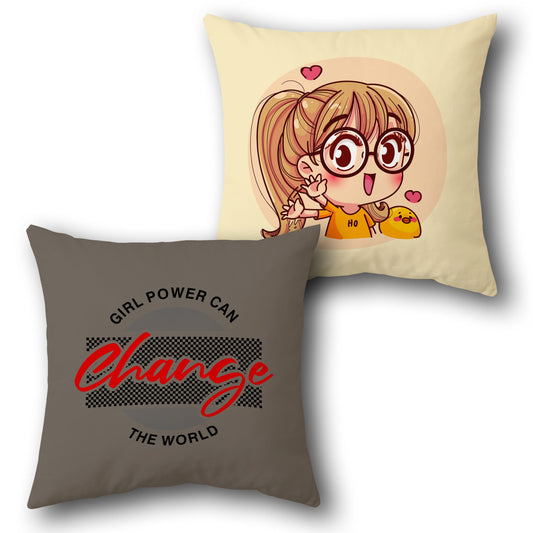 "Girl Power Change Cushion (Front & Back)"