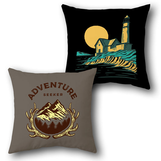 "Adventure Seeker Lighthouse Cushion (Front & Back)"