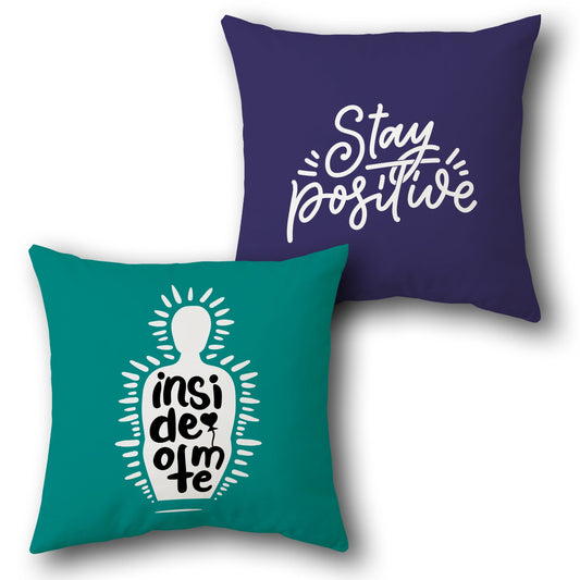 Stay Positive Optimist Teal Cushion (Front & Back)