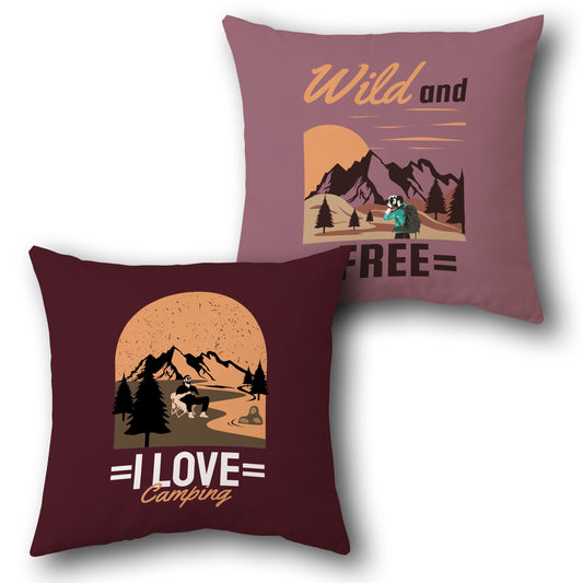 Wild and Free Camping Cushion (Front & Back)