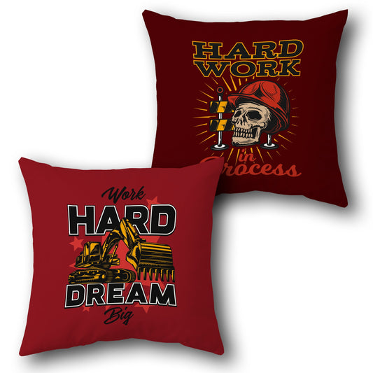 Work Hard Dual-Design Cushion (Front & Back)