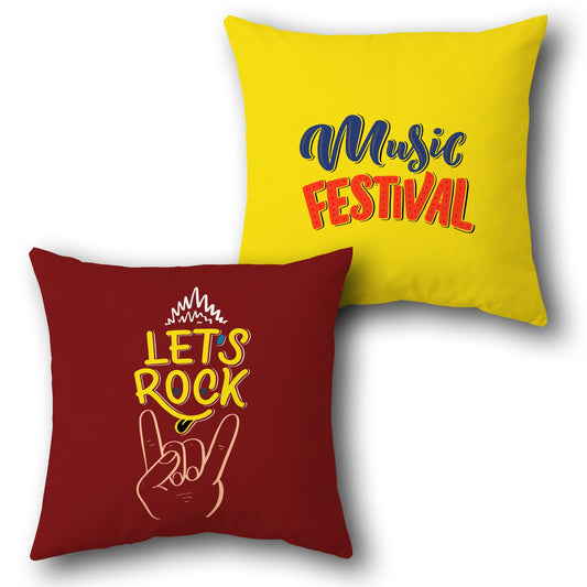 "Let's Rock" Music Festival Cushion (Front & Back)
