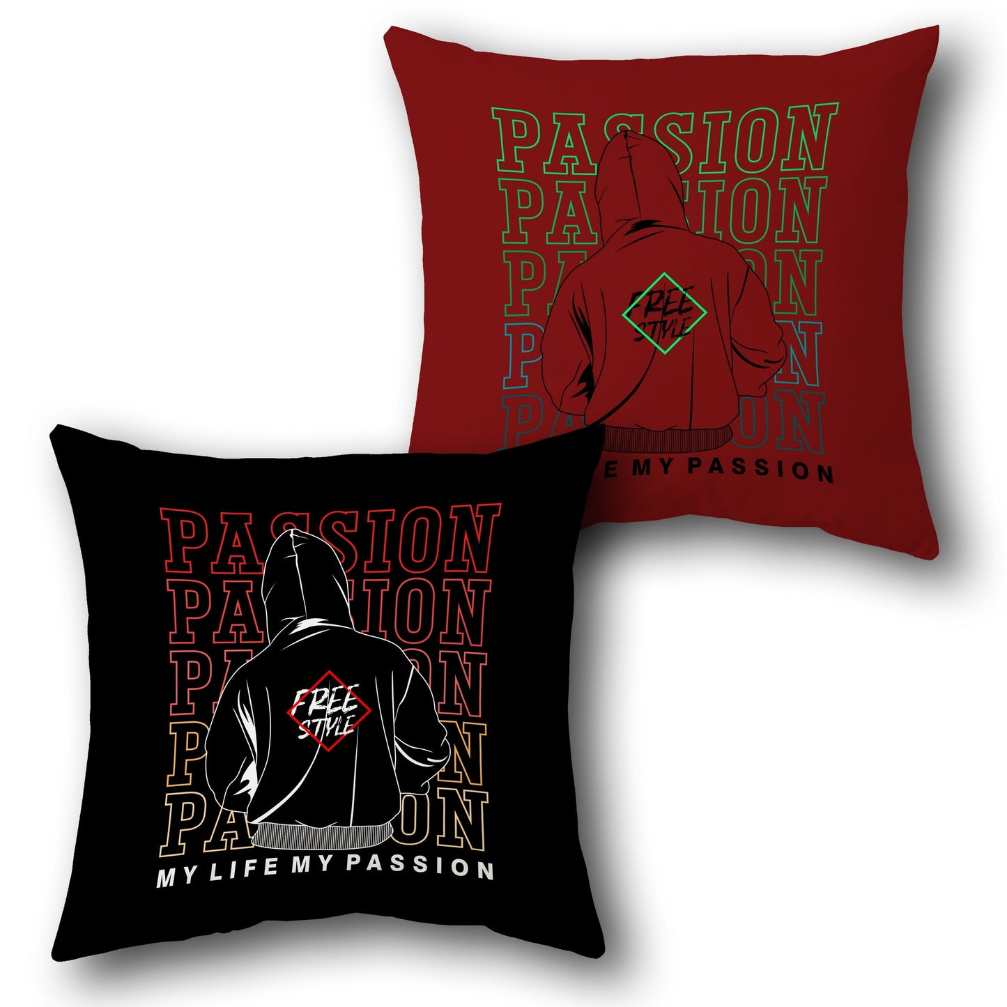 "My Life My Passion & Free Style Cushion (Front & Back)"
