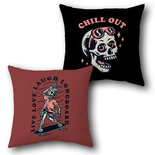 "Live Laugh Love Longboard (Front) & Chill Out (Back) Cushion"
