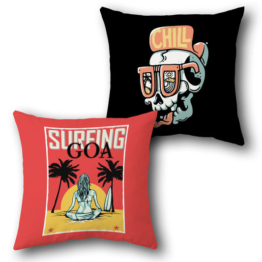 "Surfing Goa Chill" Cushion Single (Front & Back)