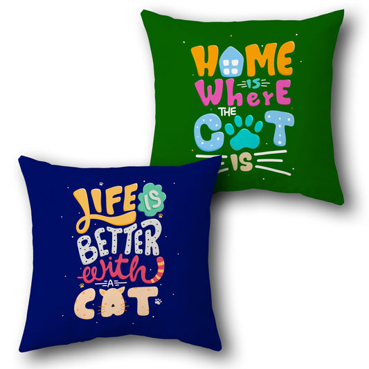 "Cat Lover's Home" Cushion (Front & Back)