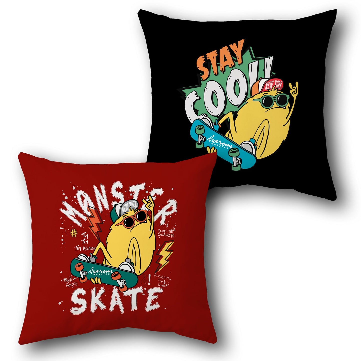 "Monster Skate" Cushion (Front & Back)