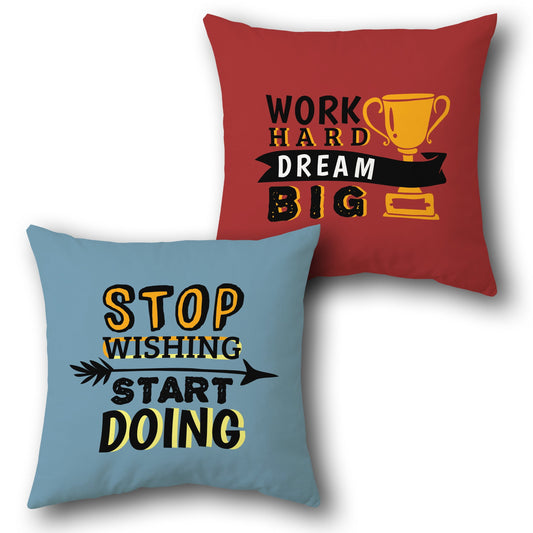 "Work Hard Dream Big" Design Cushion (Front & Back)