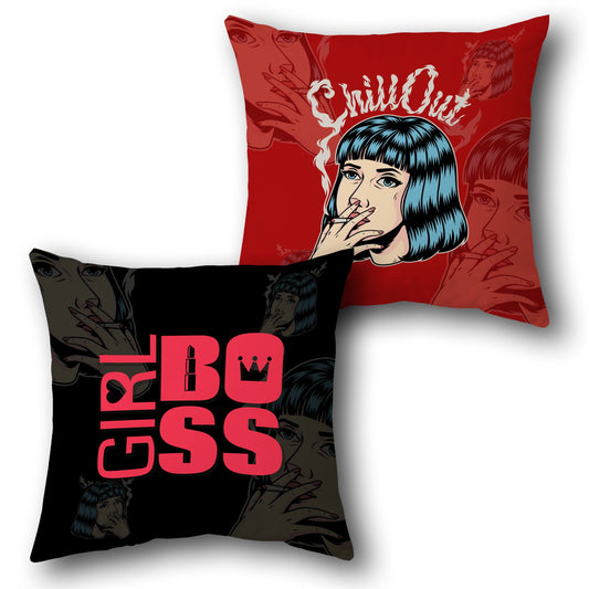 Girl Boss Chill Out Cushion (Front & Back)