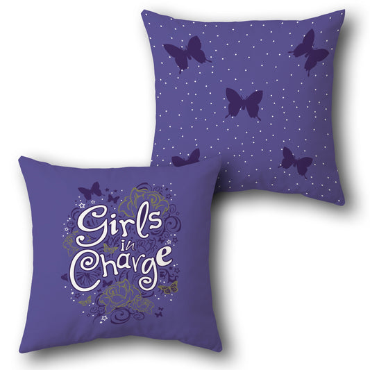 Girls in Charge Butterfly Cushion (Single, Front & Back)