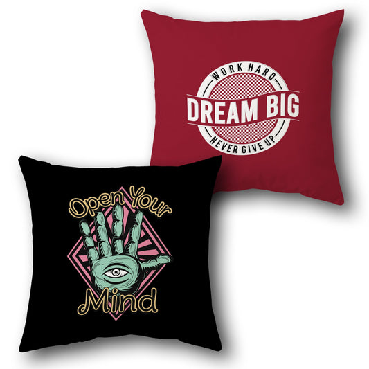 "Open Your Mind, Dream Big" Inspirational Cushion ( Front & Back)
