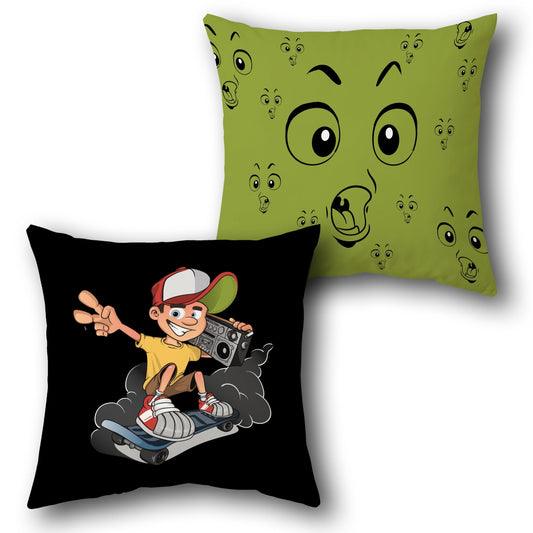 "Skater Vibe" Cartoon Cushion (Front & Back)